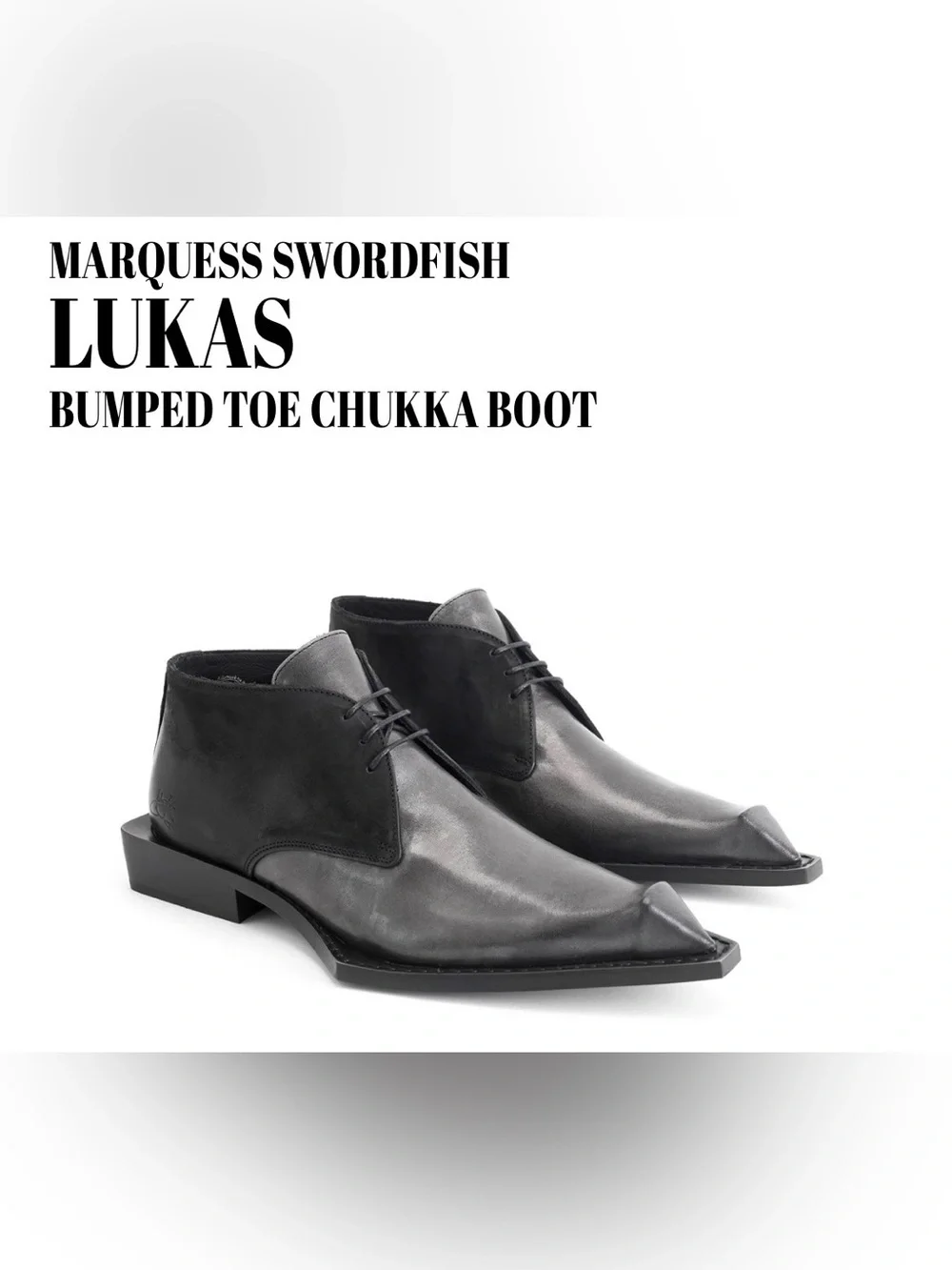 John Fluevog Black Lukas Pointed Toe Chukka Boots